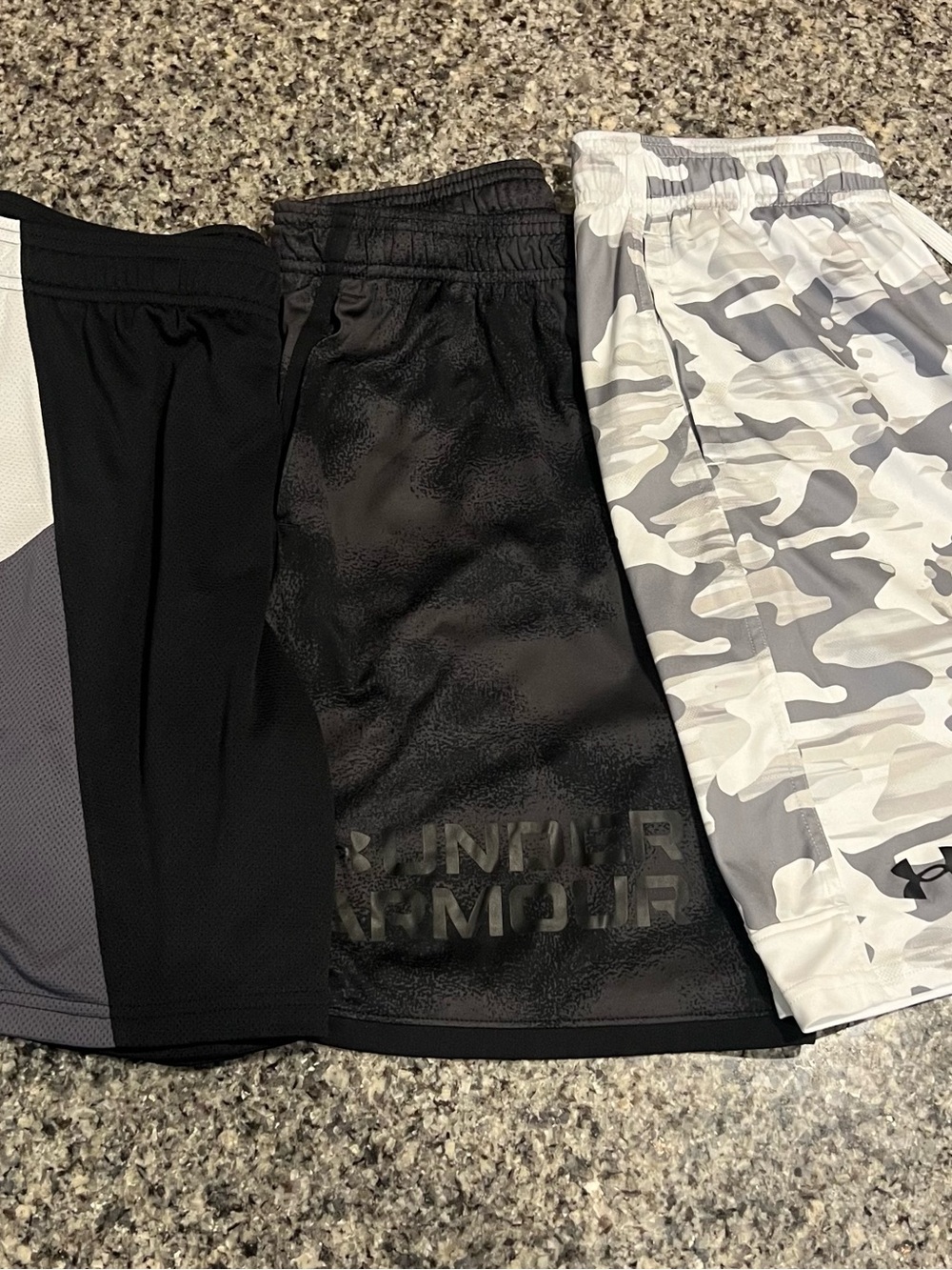 Under Armour Boys Black, Gray & White Athletic Shorts 3-Pack